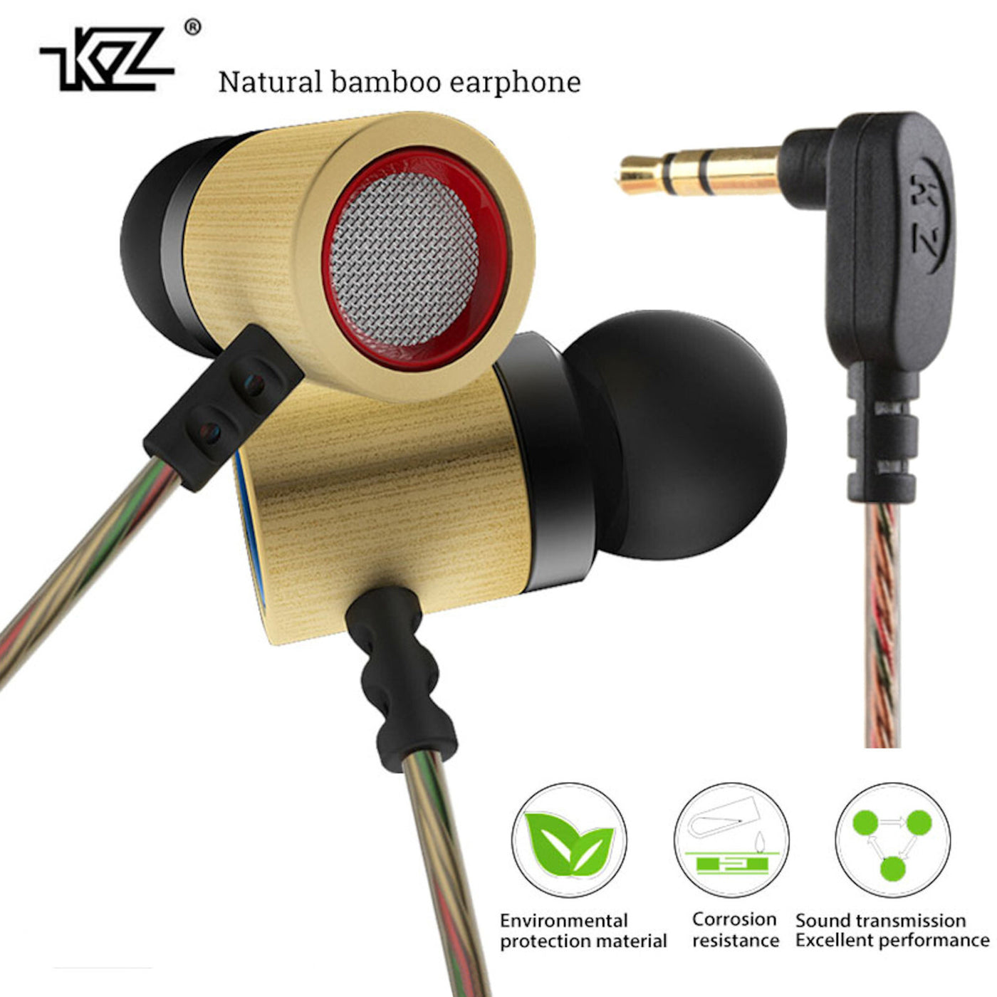 Original KZ ED7 Bambus Holz In-Ear Bass Kopfhörer PU-Hardcase HiFi High Quality