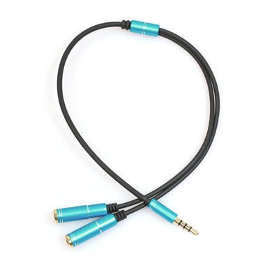 Audio Splitter Kabel Kopfhörer Headset Y Doppler 3.5mm Stecker > 2 Buchse Blau