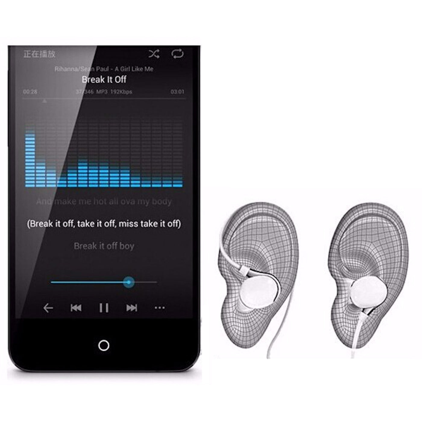 Kopfhörer Headset Premium JMB MJ Super Bass In-Ear in weiss + PU-Hardcase