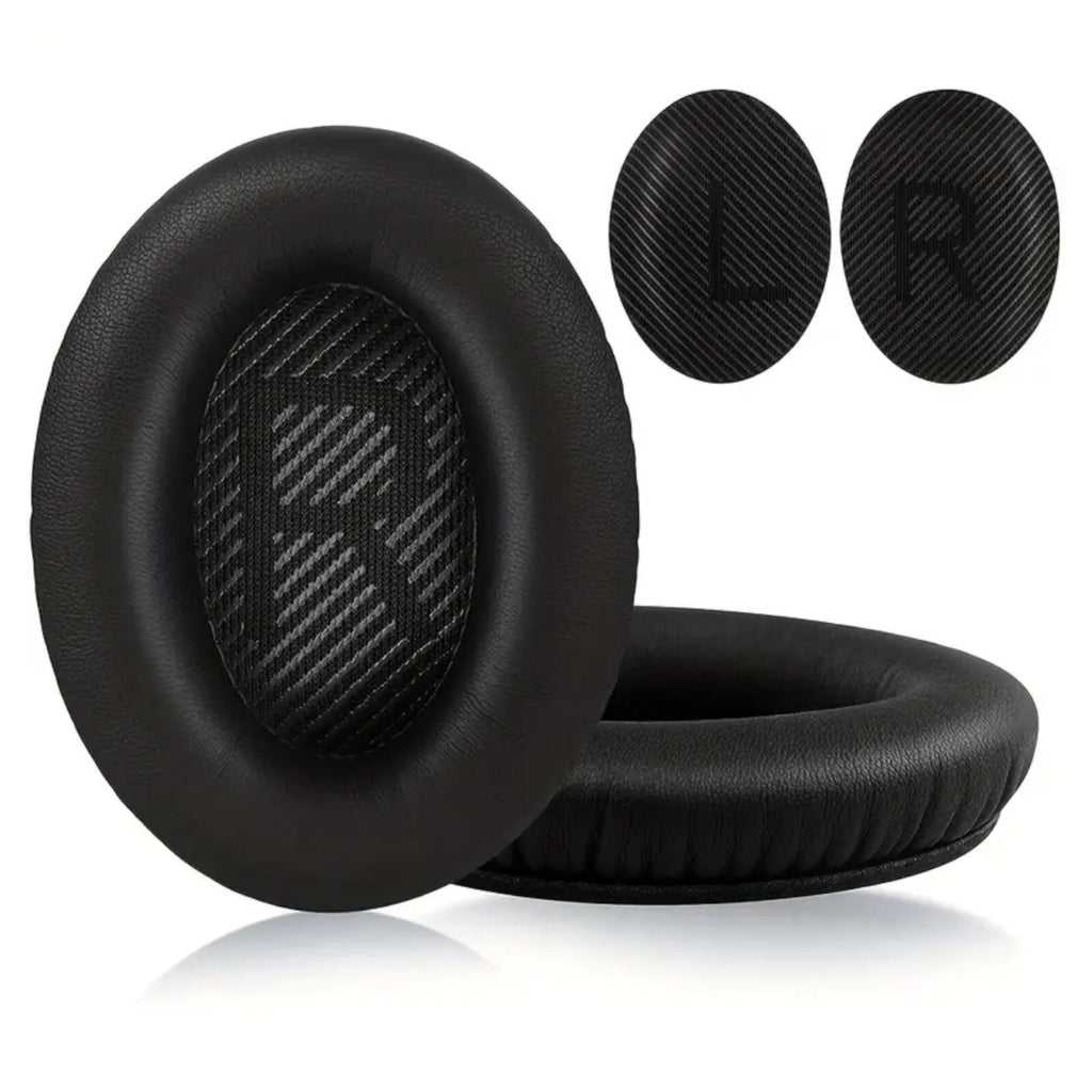 Schwarze Kunstleder-Ohrpolster für Bose QC35 QC45 QC25 QC15