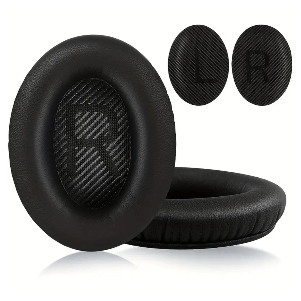 Schwarze Kunstleder-Ohrpolster für Bose QC35 QC45 QC25 QC15