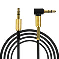 Schwarz-silbernes 1 m AUX-Kabel mit Winkelstecker