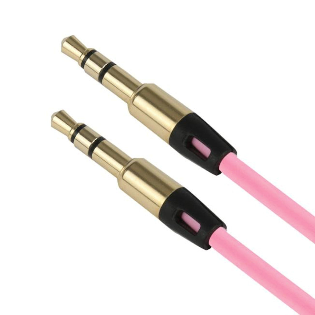 Rosafarbenes 1 m AUX-Kabel mit zwei 3,5-mm-Steckern