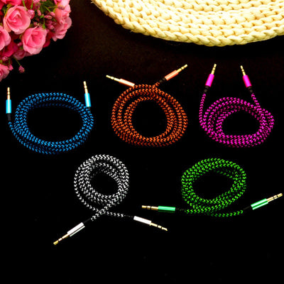 Audio Stereo Kopfhörer Anschlusskabel Nylon 1m 3,5mm Klinke Stecker > Stecker
