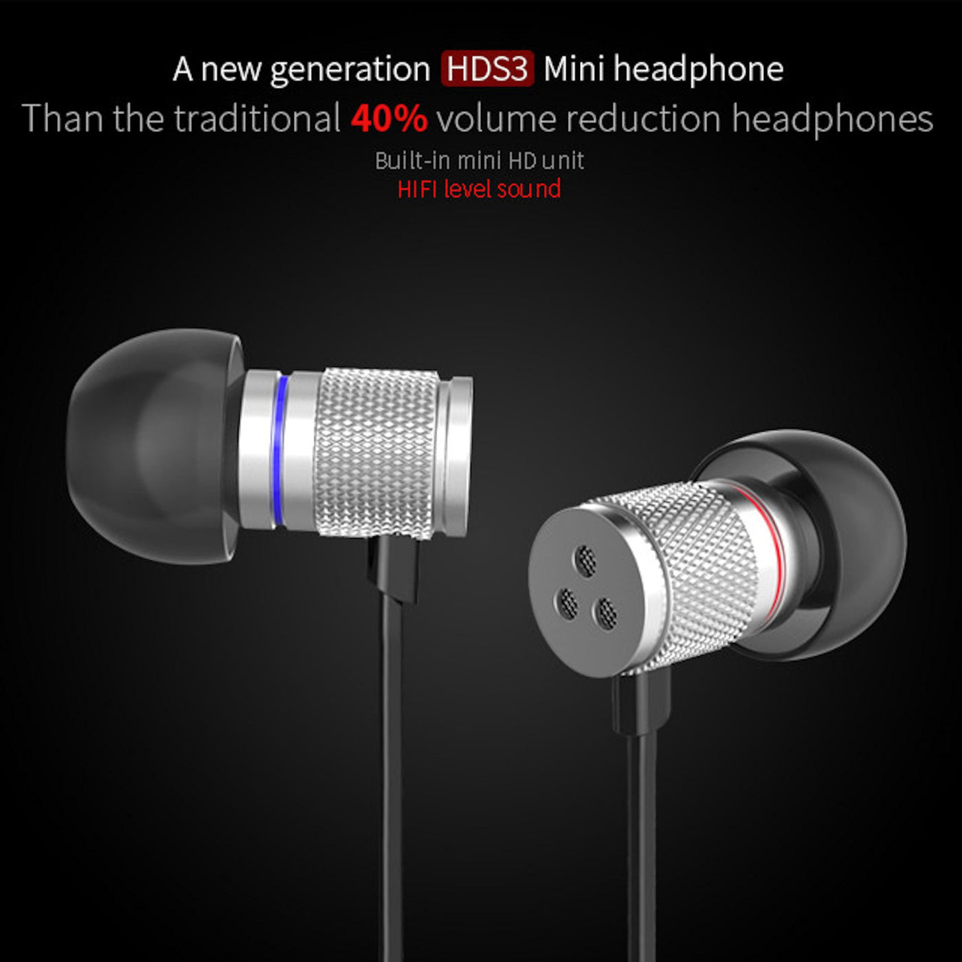 High-End Headset Kopfhörer KZ HDS3 Professional Silber In-Ear in PU Hardcase