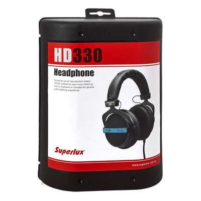 Superlux HD330 Stereo Kopfhörer Schwarz Silber mit Zubehör 6.3 mm Adapter Neu