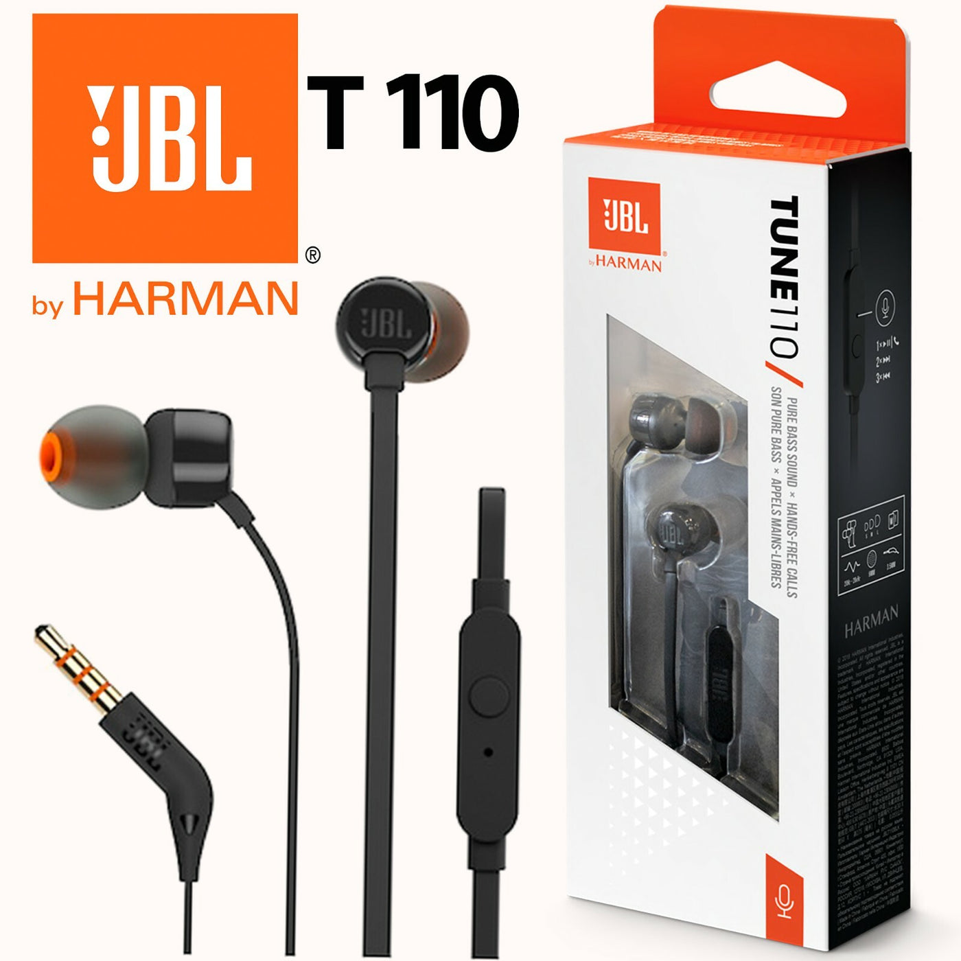JBL T110 In-Ear Kopfhörer mit Mic Headset mit 3,5mm AUX Anschluss
