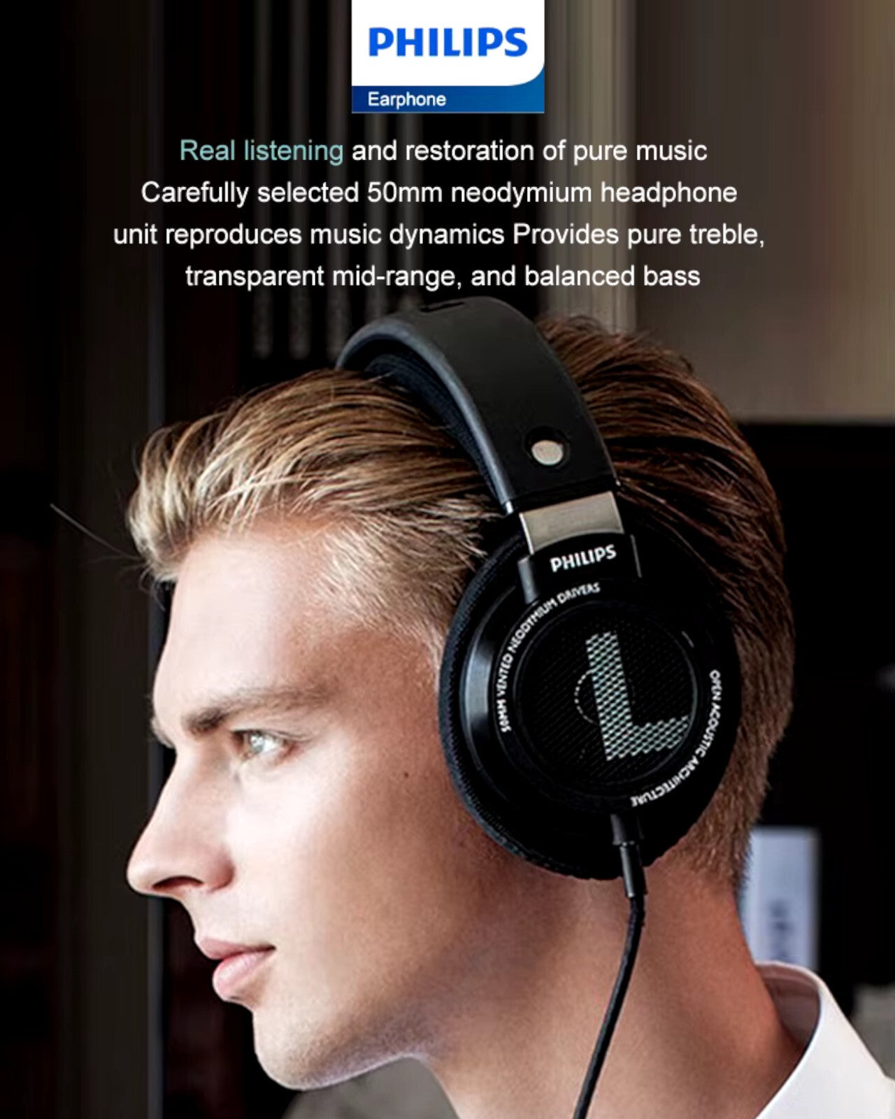 Philips SHP9500 HiFi Stereo Kopfhörer Over-Ear Headphones - Schwarz