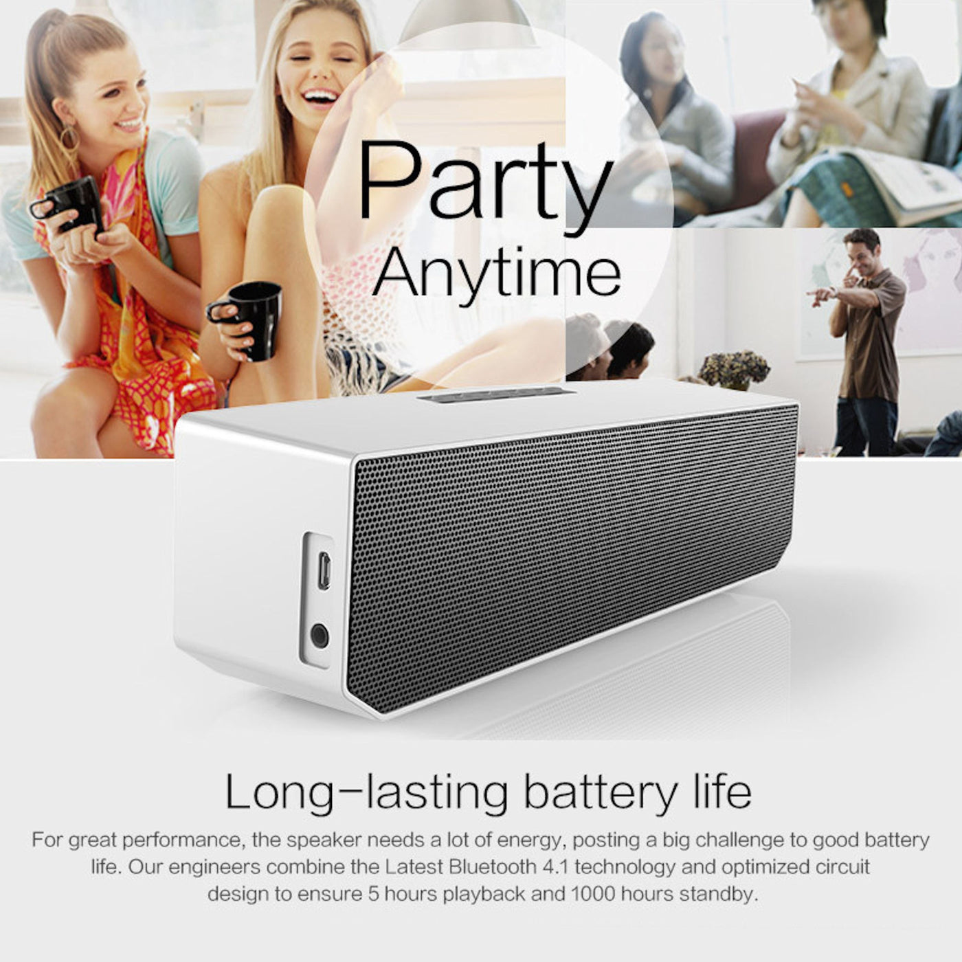 Bluedio BS-3 Mini Lautsprecher Bluetooth Speaker Wireless 3D Stereo MP3 Weiss