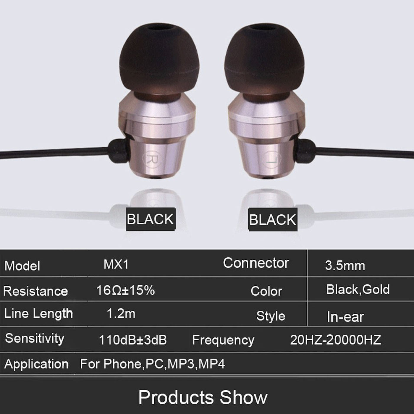 Mega Bass In-Ear Kopfhörer Headset MX1 in PU-Hardcase gunmetal-schwarz