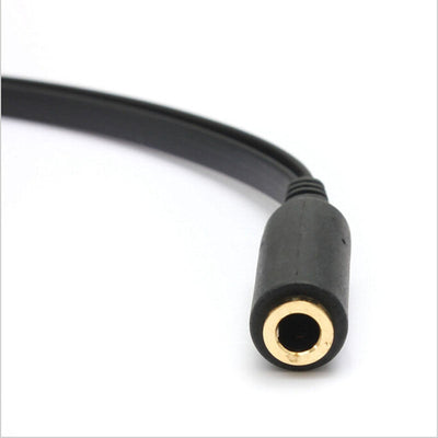 Audio Splitter Kabel Schwarz Y Adapter Kopfhörer Headset 3.5mm Flachkabel PC