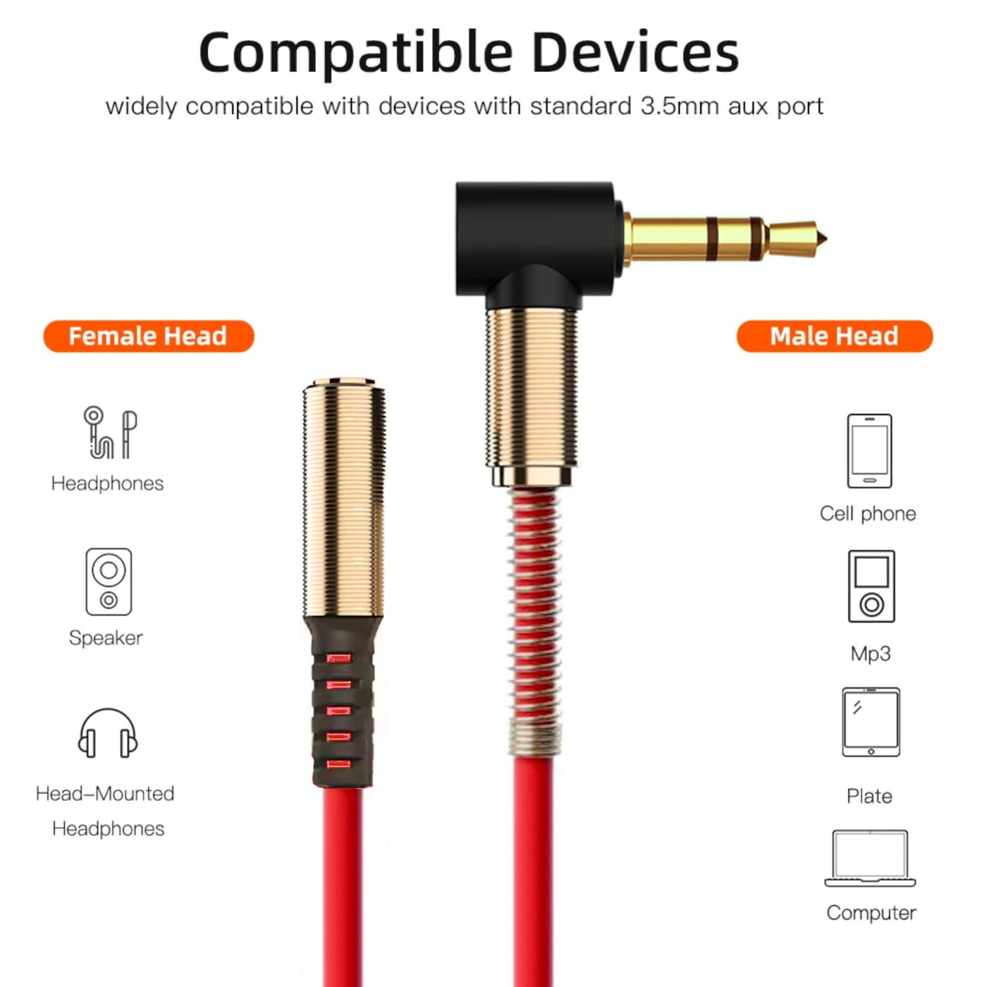 Kopfhörer Verlängerungskabel Rot 0,5 - 1,5m 3,5mm Klinke Winkelstecker   Buchse