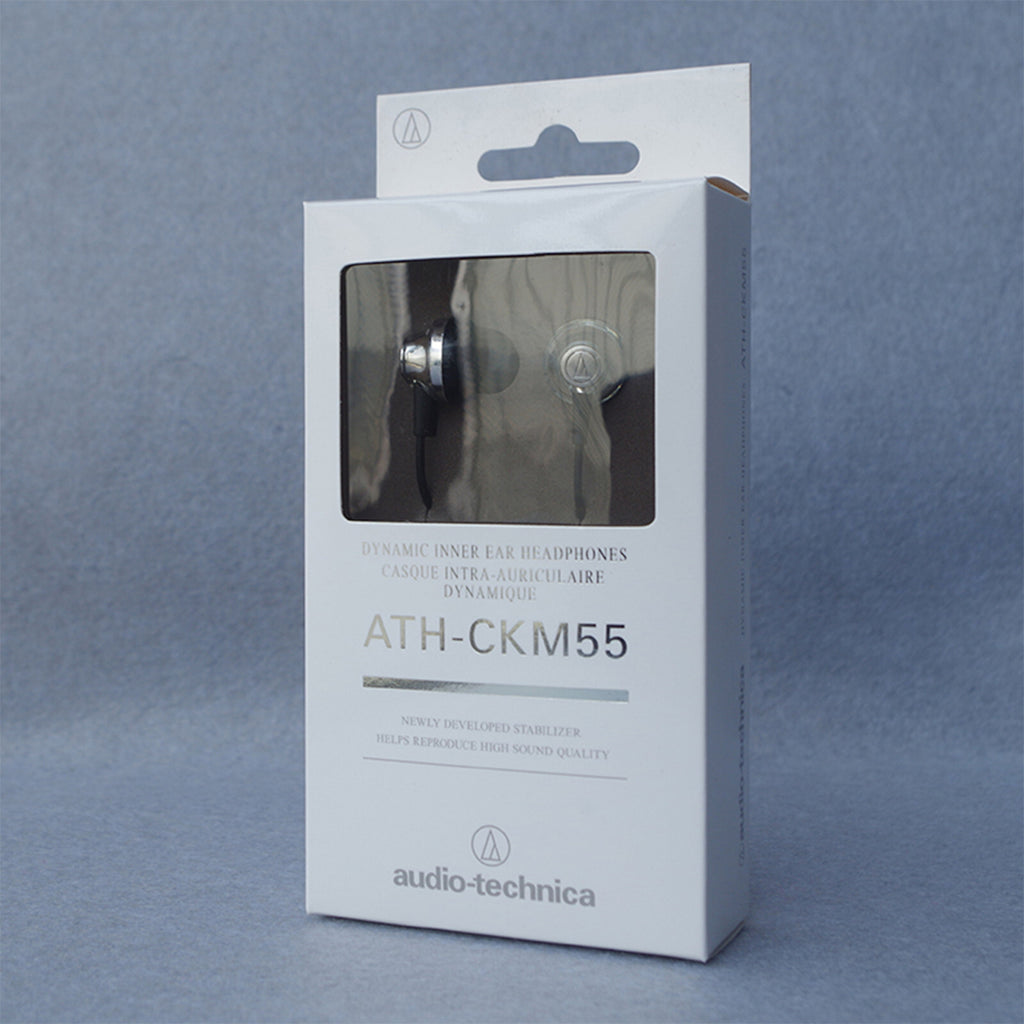 Schwarz-silberne Audio-Technica ATH-CKM55 In-Ear-Kopfhörer