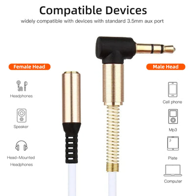 Kopfhörer Verlängerungskabel Weiß 0,5 - 1,5m 3,5mm Klinke Winkelstecker   Buchse