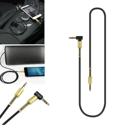 1m Audio Stereo Kopfhörer Anschlusskabel 3,5mm Stecker > Winkelstecker Schwarz