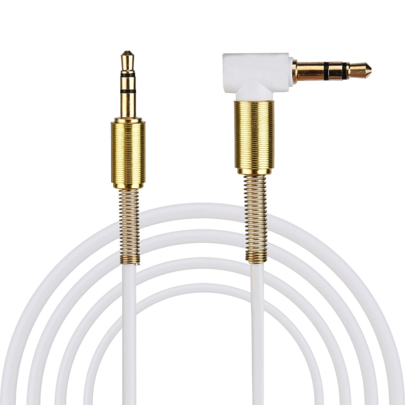 1m Audio Stereo Kopfhörer Anschlusskabel 3,5mm Stecker > Winkelstecker Weiß Gold