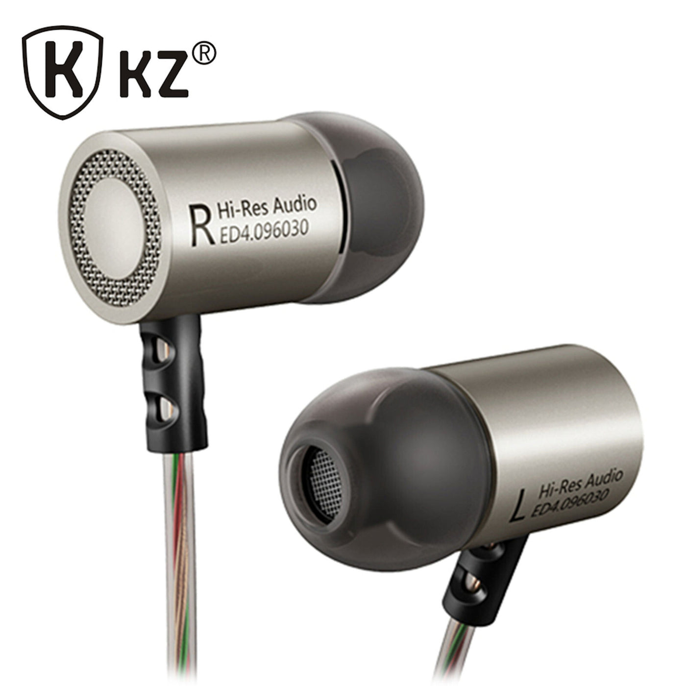 Original KZ ED4 gunmetal silber High-End Kopfhörer In-Ear PU-Hardcase Bass Beats