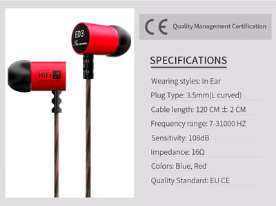 High-Quality Kopfhörer KZ ED3M Youth Version In-Ear, PU Hardcase, Megabass