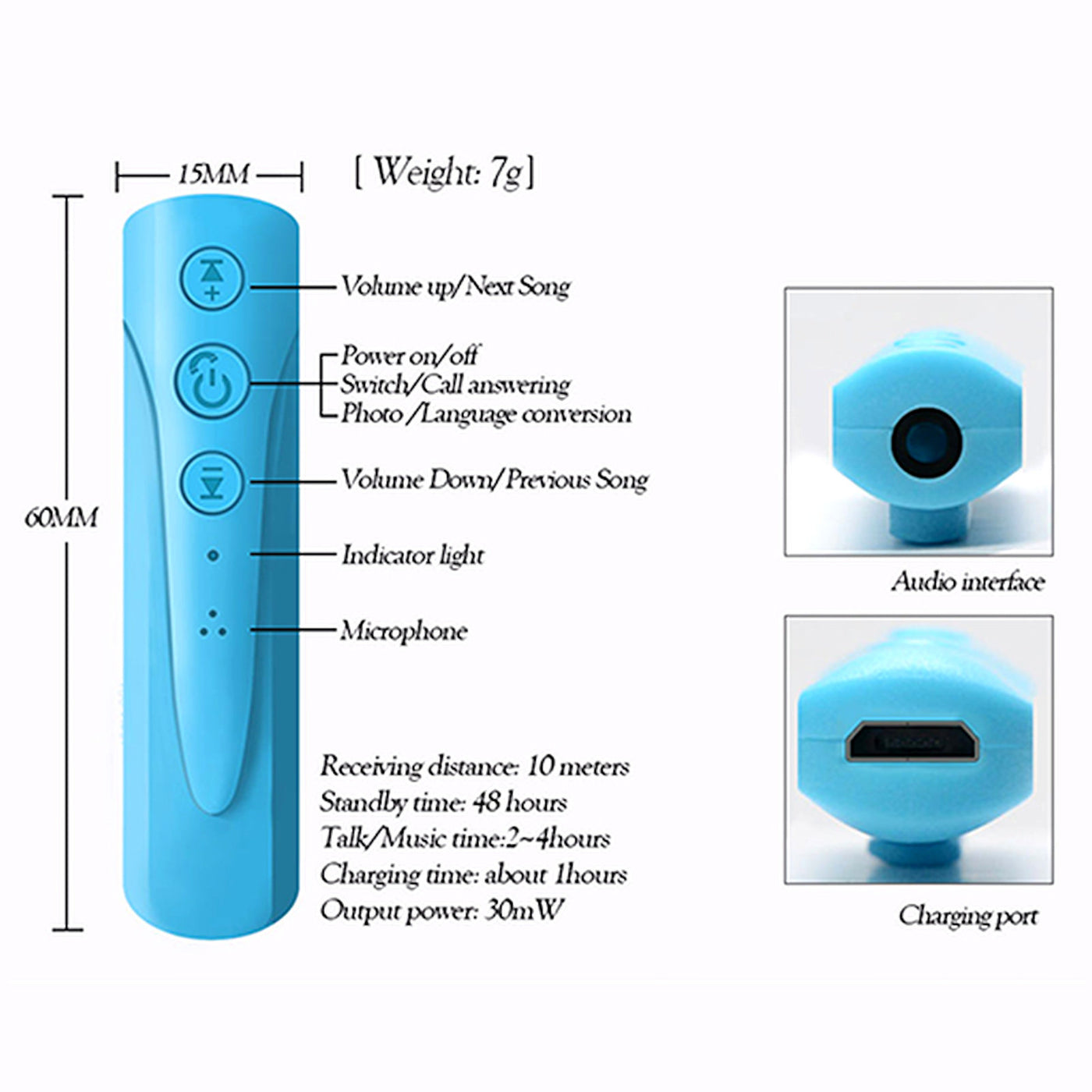 Mini Audio Bluetooth v4.2 Wireless Empfänger Musik Receiver Adapter 3.5mm AUX