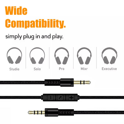 1,2m Audio Stereo Kopfhörer Nylon Anschlusskabel 3,5mm Klinke für Beats Solo HD
