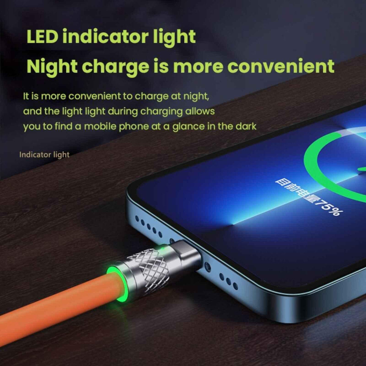 Oranges 1,2-m-3-in-1-Ladekabel mit USB-C Micro-USB und 6-Pin