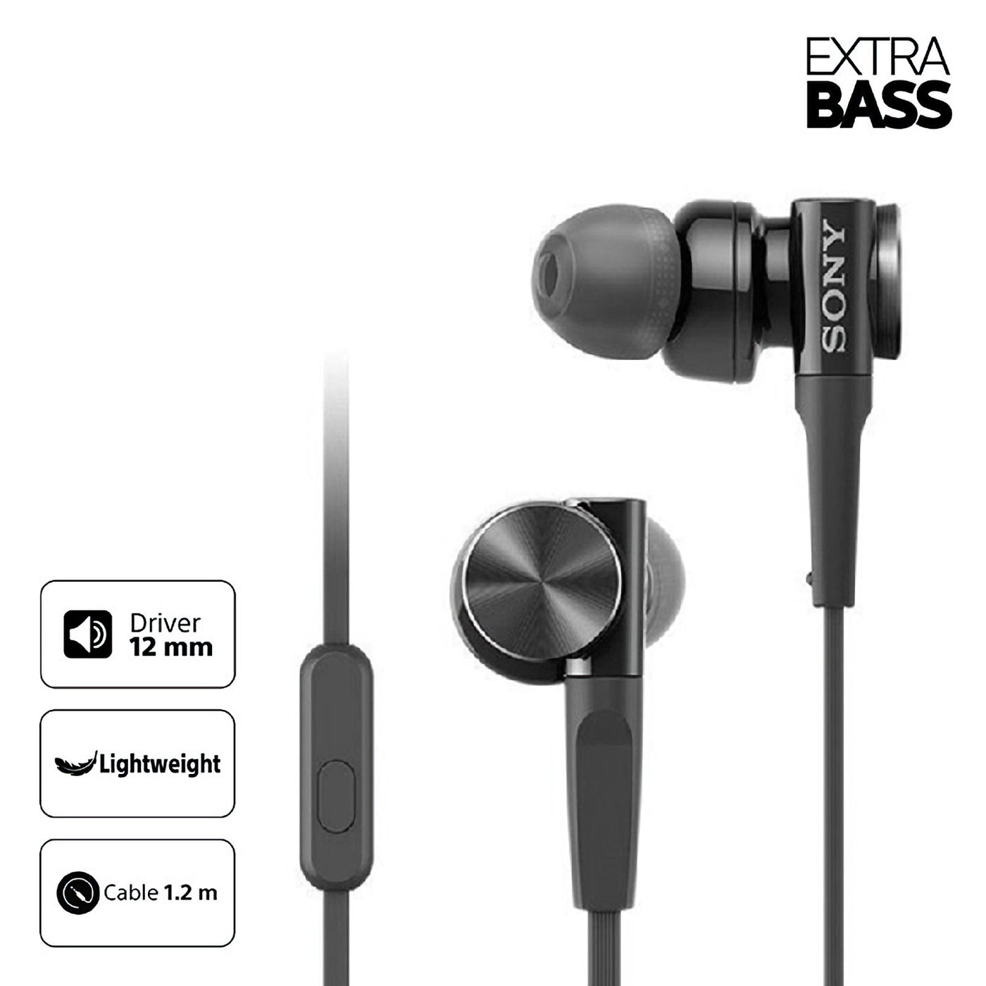 🎧 Sony MDR-XB75AP In-Ear Kopfhörer – EXTRA BASS | Mikrofon 🎶 Schwarz 💥