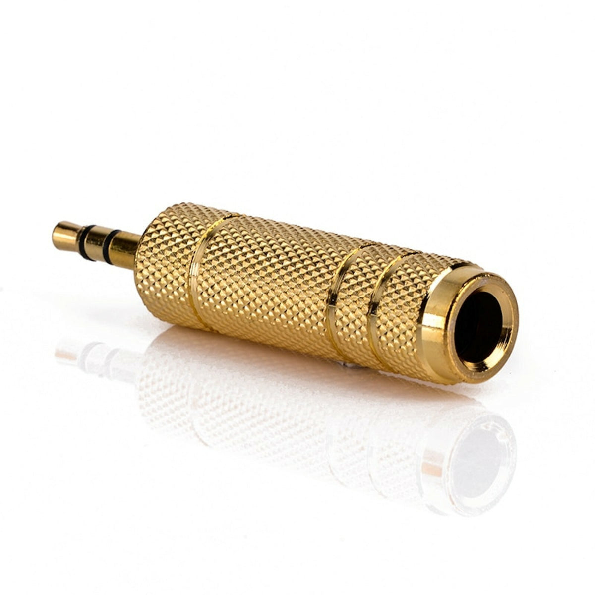 Vergoldeter Klinkenadapter 6,35-mm-Buchse auf 3,5-mm-Stecker