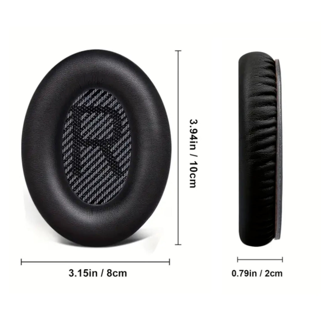 Schwarze Kunstleder-Ohrpolster für Bose QC35 QC45 QC25 QC15