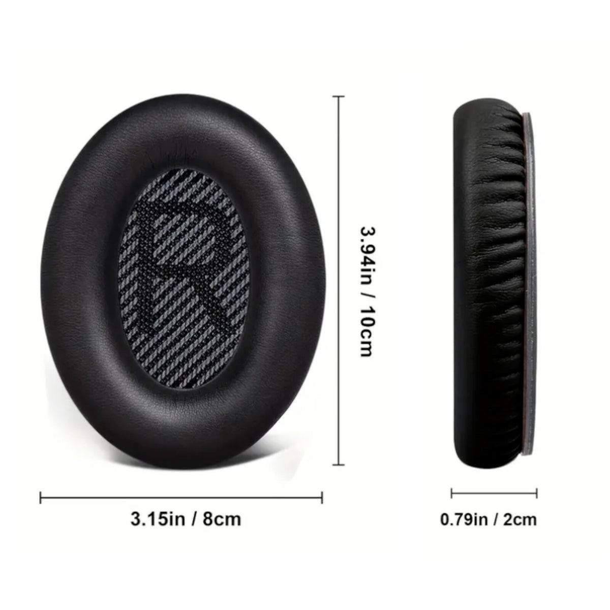 Schwarze Kunstleder-Ohrpolster für Bose QC35 QC45 QC25 QC15