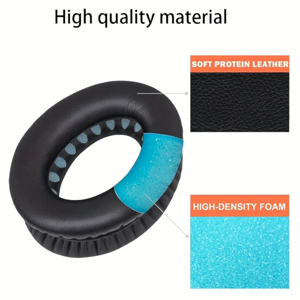 Schwarze Kunstleder-Ohrpolster für Bose QC35 QC45 QC25 QC15