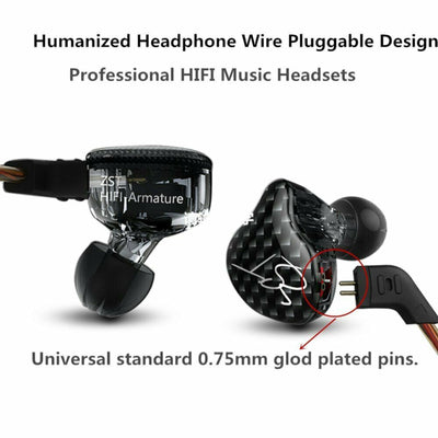 High-End In Ear Kopfhörer KZ ZST Pro Black In-Ear Premium Ohrhörer