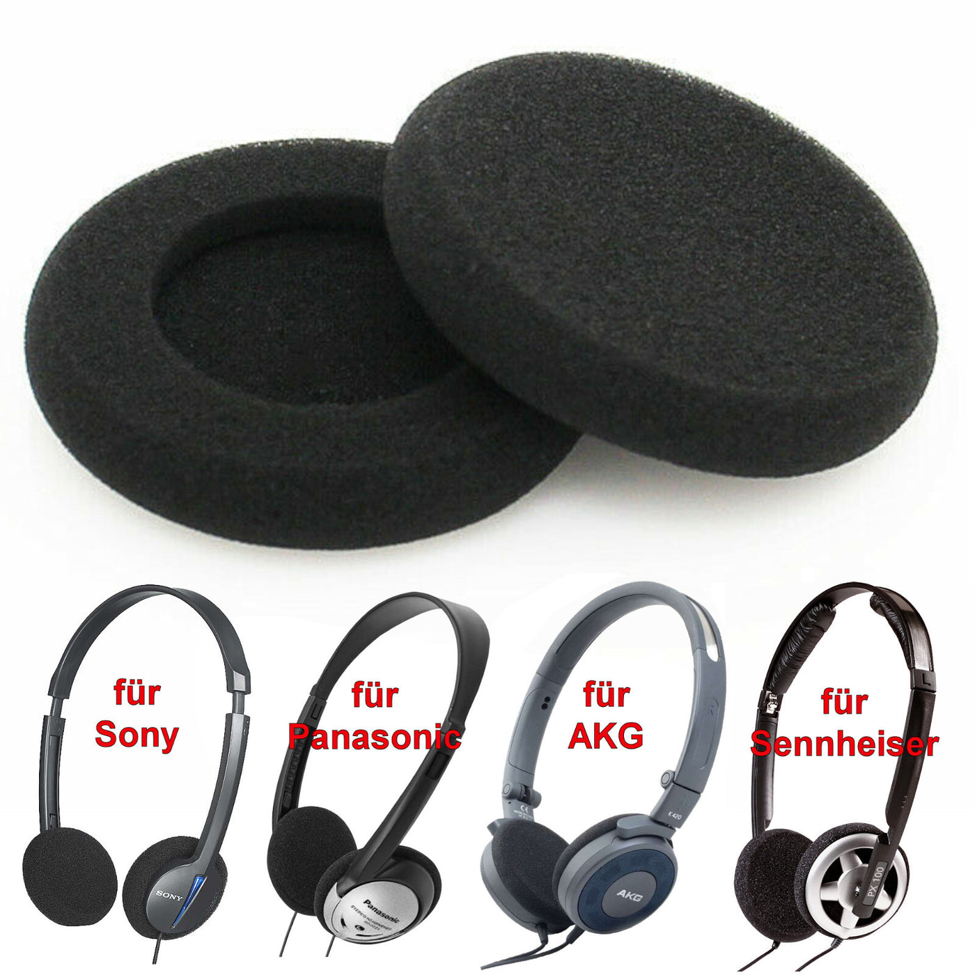Ohrkissen Ohrpolster für Koss Porta Pro, Sennheiser, Sony, AKG Kopfhörer