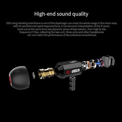 High-End Headset Kopfhörer KZ-ED9 Schwarz Professional In-Ear-Headset Ohrhörer