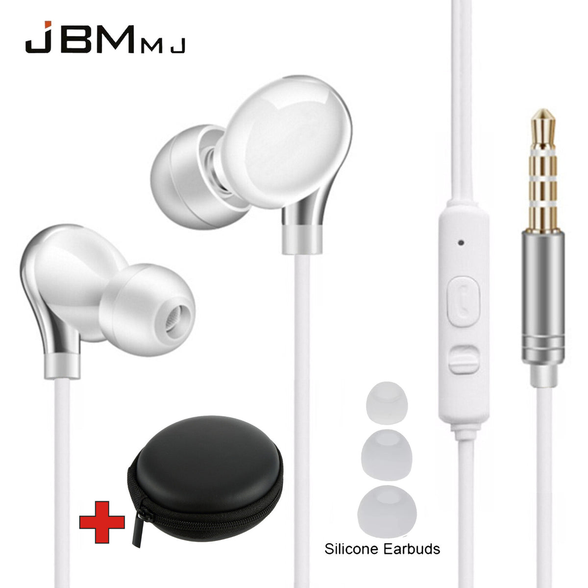 Weißes JBM MJ Sport In-Ear-Headset mit Hardcase