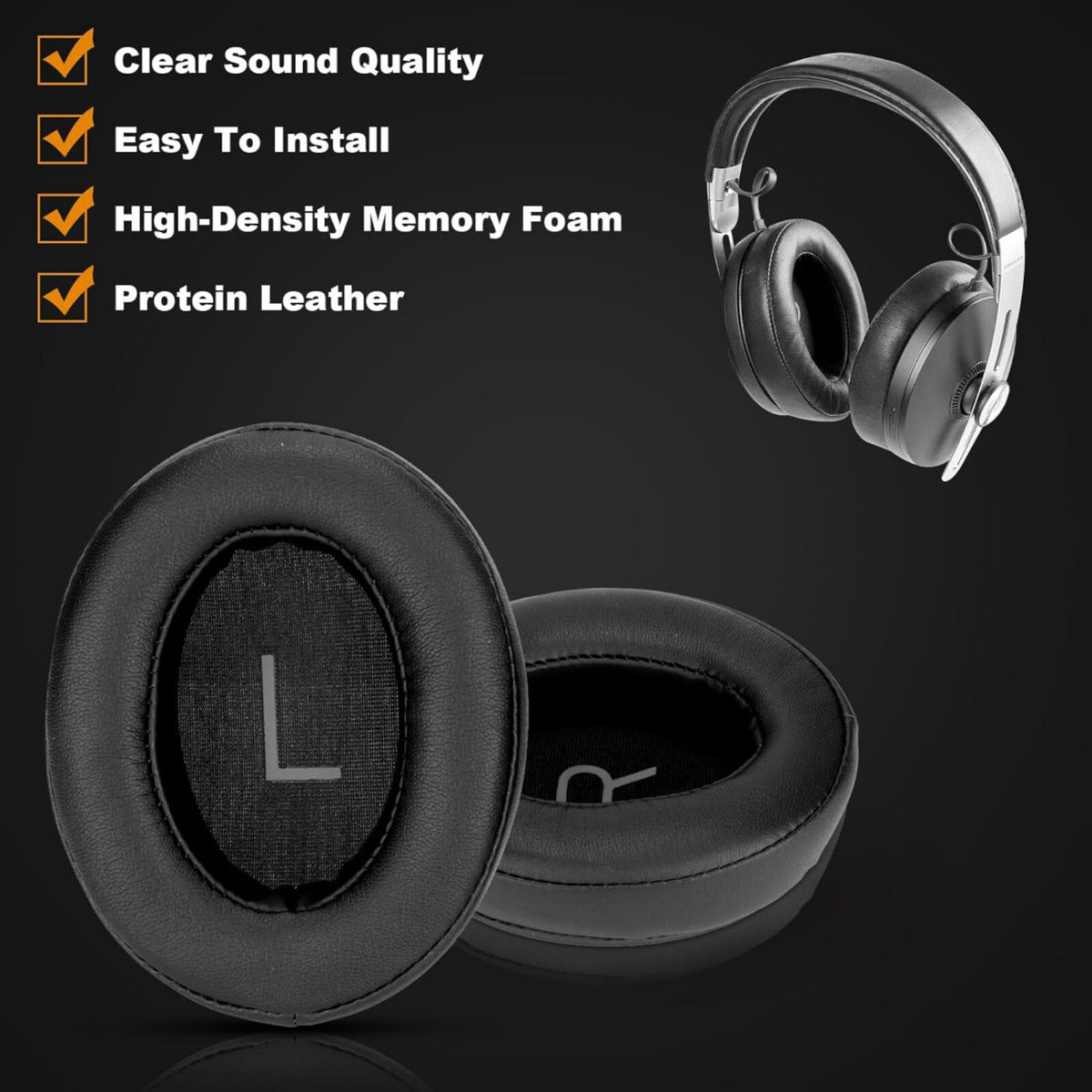 Dunkelbraune Velours-Ohrpolster für Sennheiser Momentum 3 Over-Ear