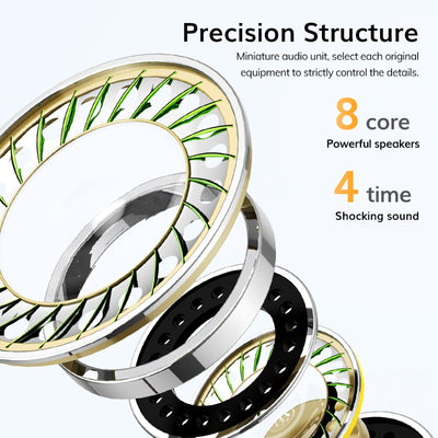 Premium Metall Headset In-Ear Kopfhörer F36 Surround Super Bass Grün Hardcase