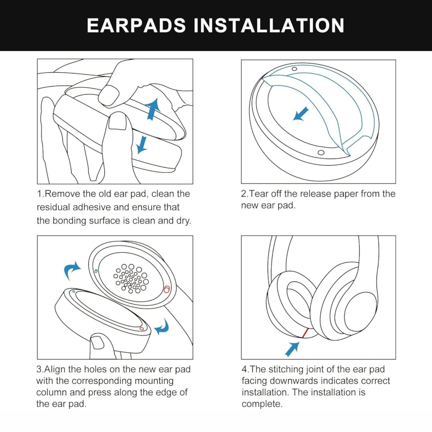 Ersatz Ohrpolster für Beats by Dr. Dre Solo 2 und Solo 3 Wireless Kunstleder