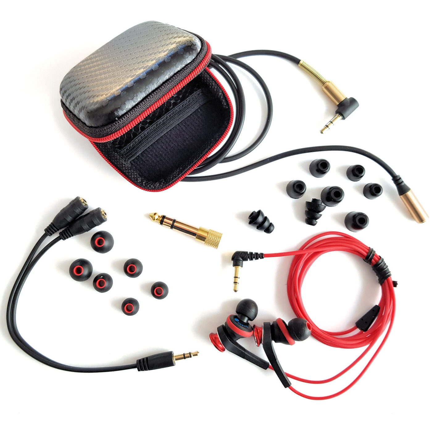 Audio Technica ATH-CKS77X Rot Kopfhörer In-Ear Headphone Earphone, viel Zubehör