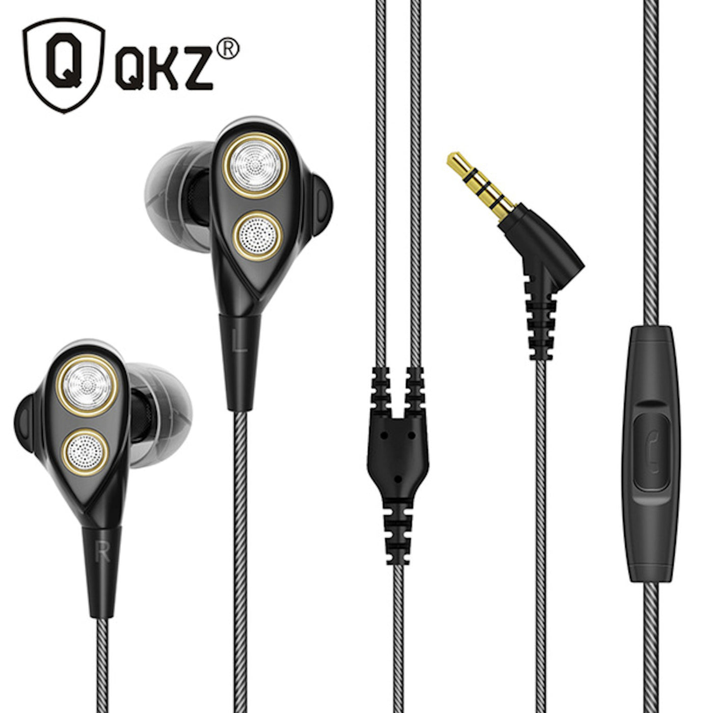 Premium Headset Kopfhörer QKZ-KD4 Dual Treiber In-Ear-Headset Ohrhörer