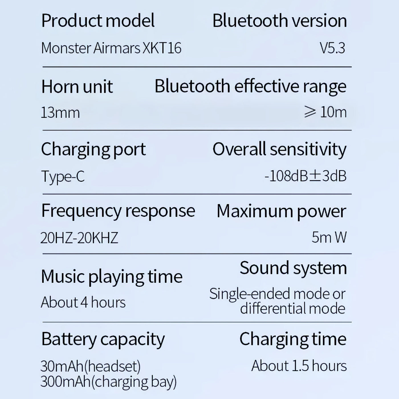 Monster Airmars XKT16 Bluetooth Earphones Wireless Headphones Earbuds