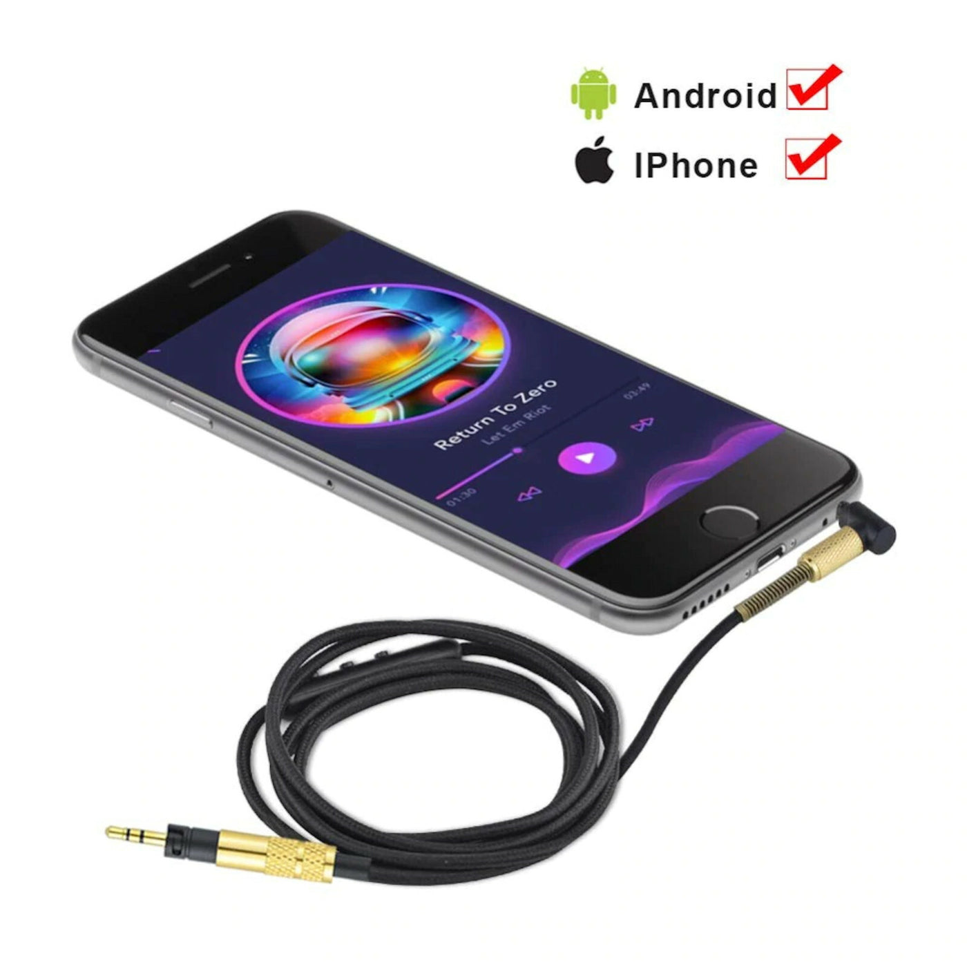 1,5 m Audio Anschlusskabel mit Mic Sennheiser Momentum 2.0 / HD4.30 4.40 4.50