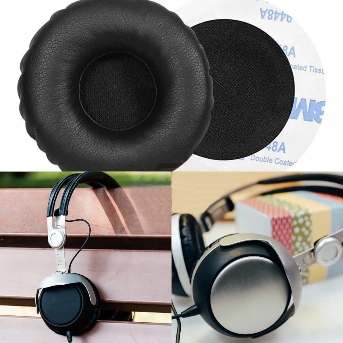 Schwarze Kunstleder-Ohrpolster für beyerdynamic T51 DT1350