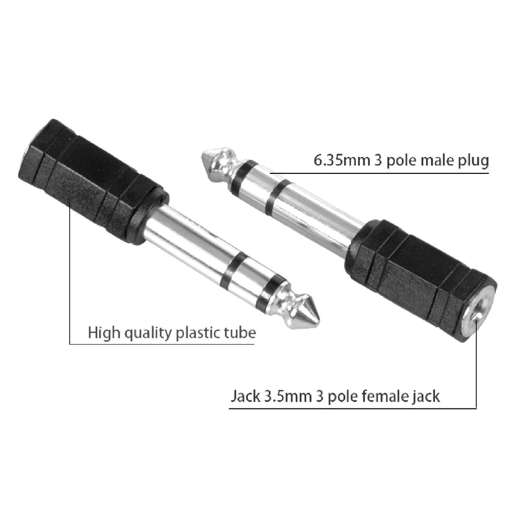 Vernickelter Klinkenadapter 3,5-mm-Buchse auf 6,35-mm-Stecker