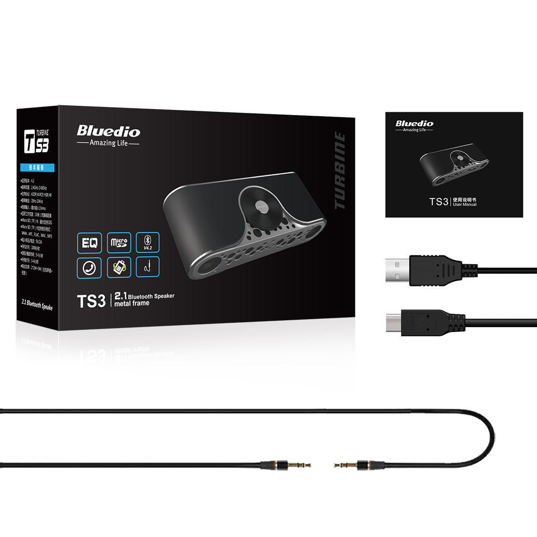 Bluedio TS-3 (Turbine) Wireless Lautsprecher Bluetooth Speaker Gunmetal schwarz